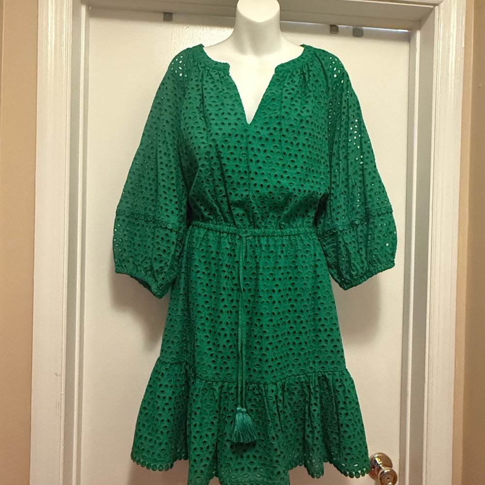 Vince Camuto Green Ruffled Tie Front Sundress Resort Wear Cruise Party